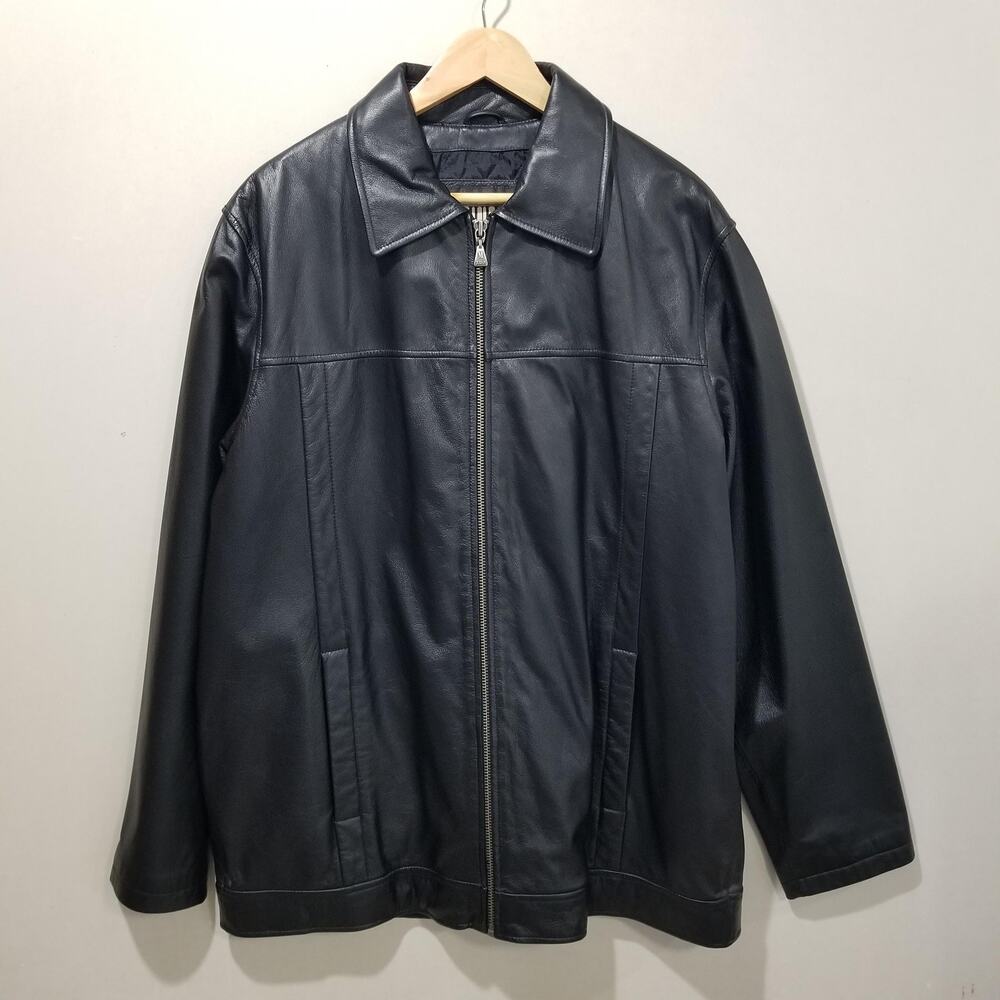 M Julian Leather Jacket Mens Medium Wilsons Zip Quilted Lined Pockets Classic